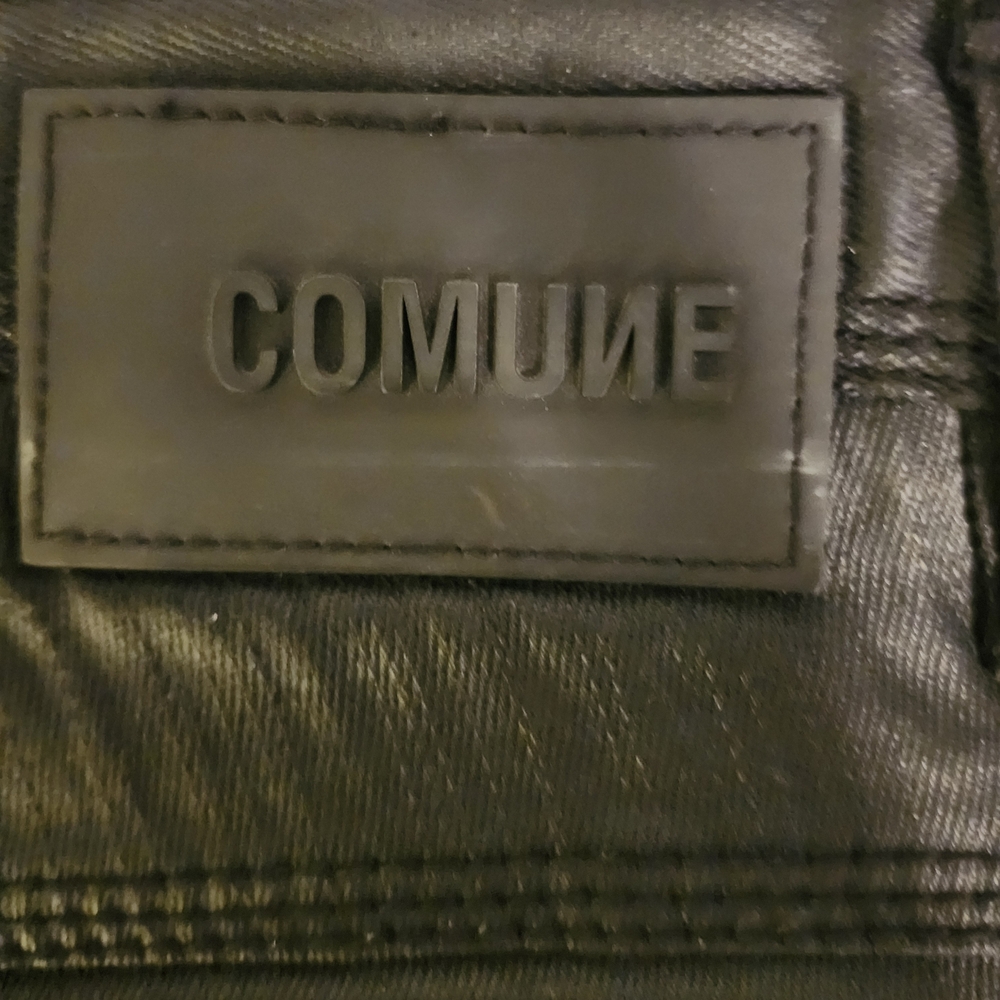 Slim Straight Black Leather-Type Pants for Men - Picture 2 of 5